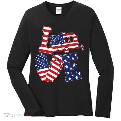 Love USA Camping  Women's Long Sleeve Shirt