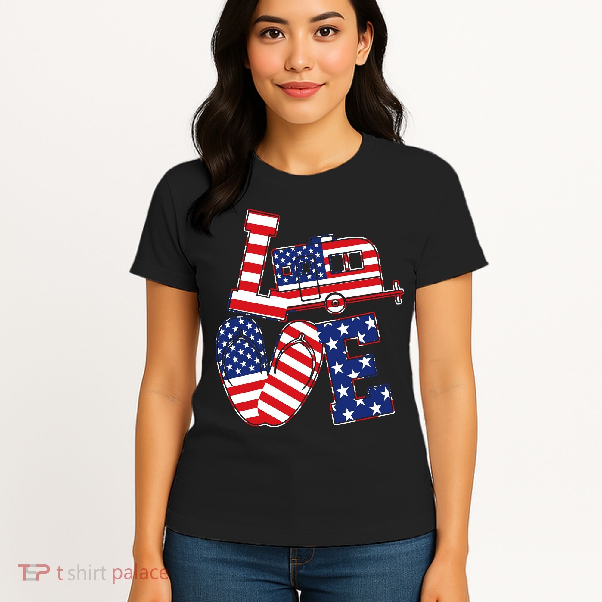 Love USA Camping  Women's T-Shirt