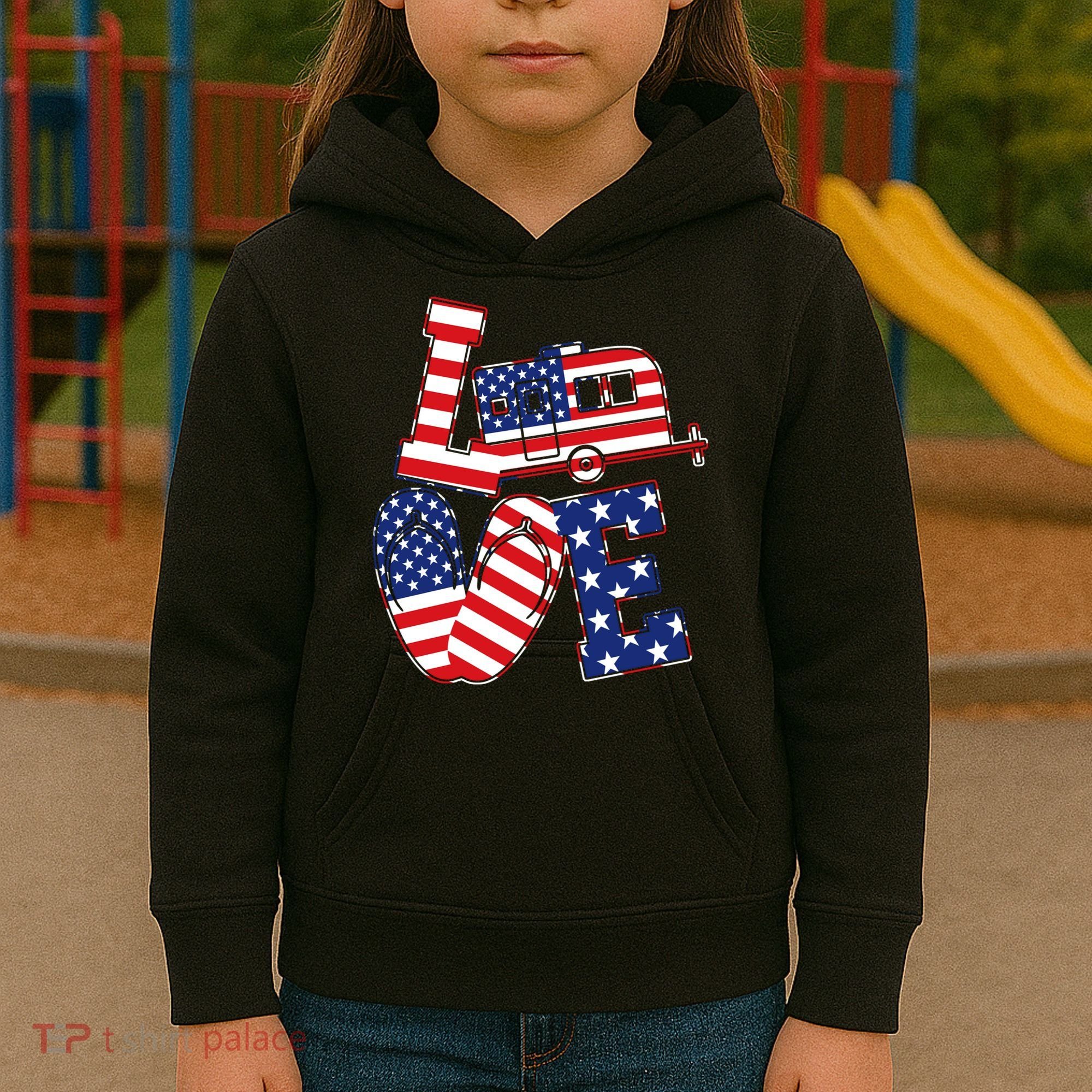 Love USA Camping  Kids Hoodie