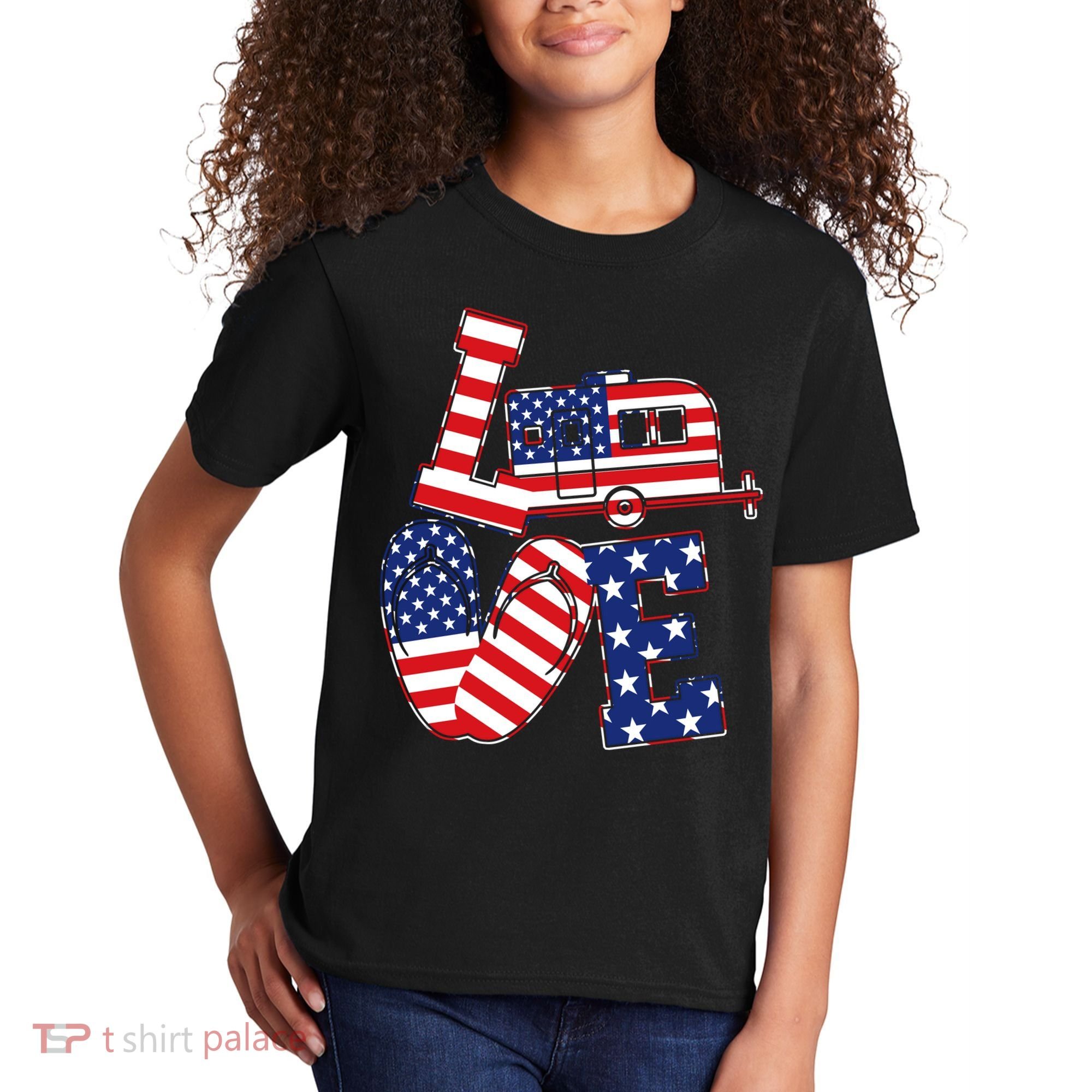 Love USA Camping  Kids T-Shirt