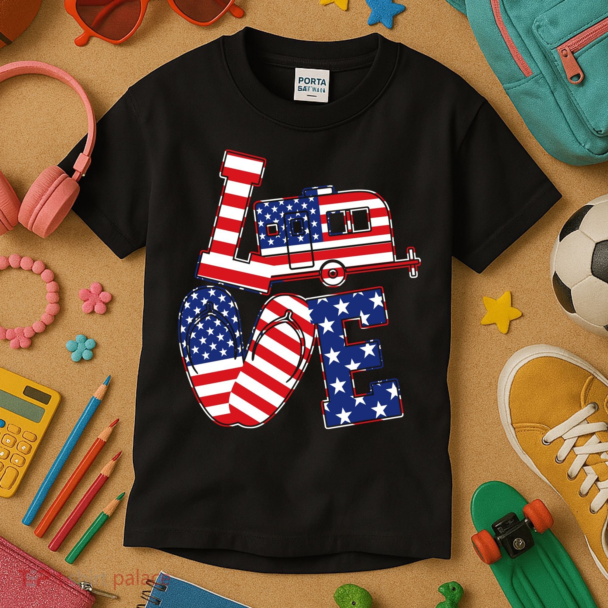 Love USA Camping  Kids T-Shirt