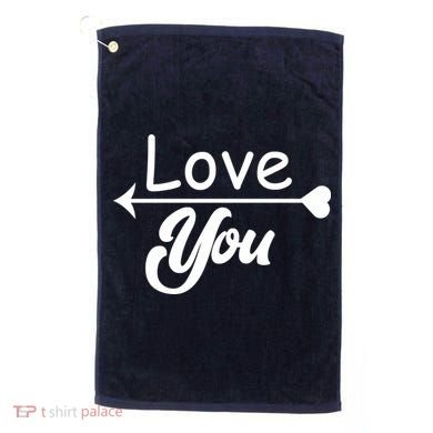 Love You Arrow Heart Golf Towel