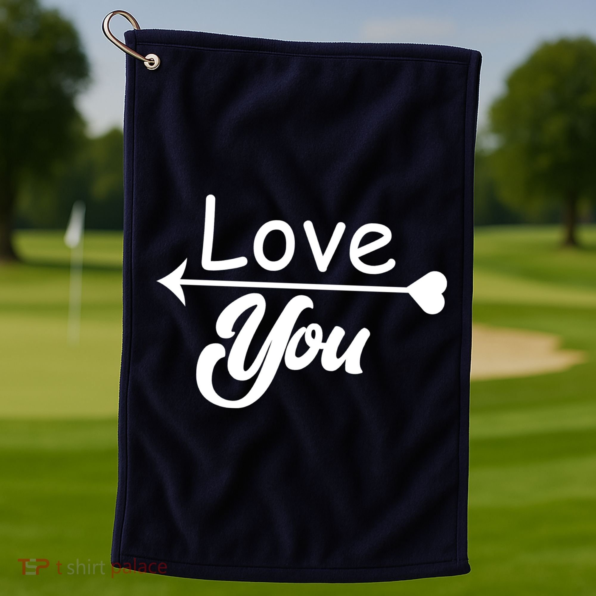 Love You Arrow Heart Golf Towel