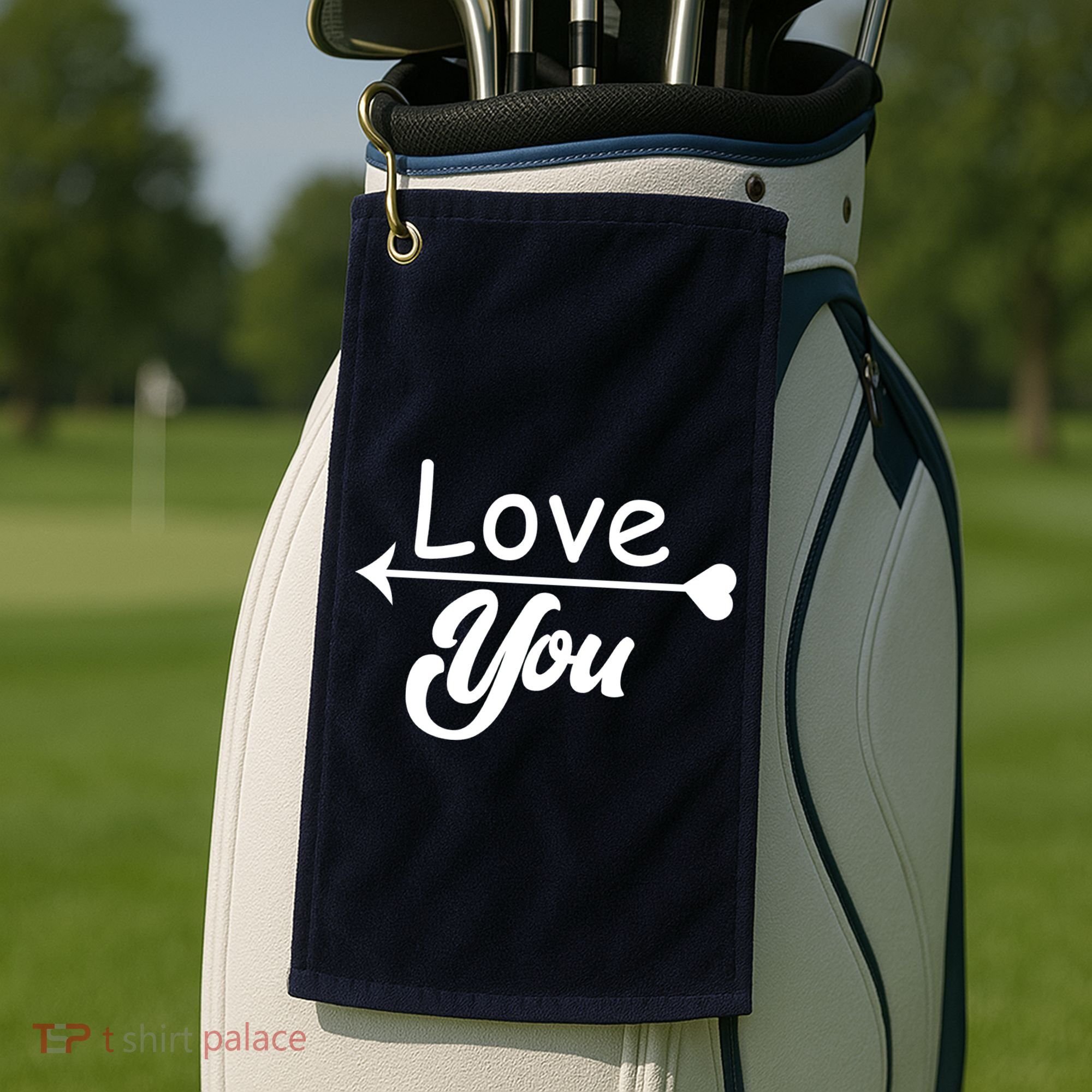 Love You Arrow Heart Golf Towel
