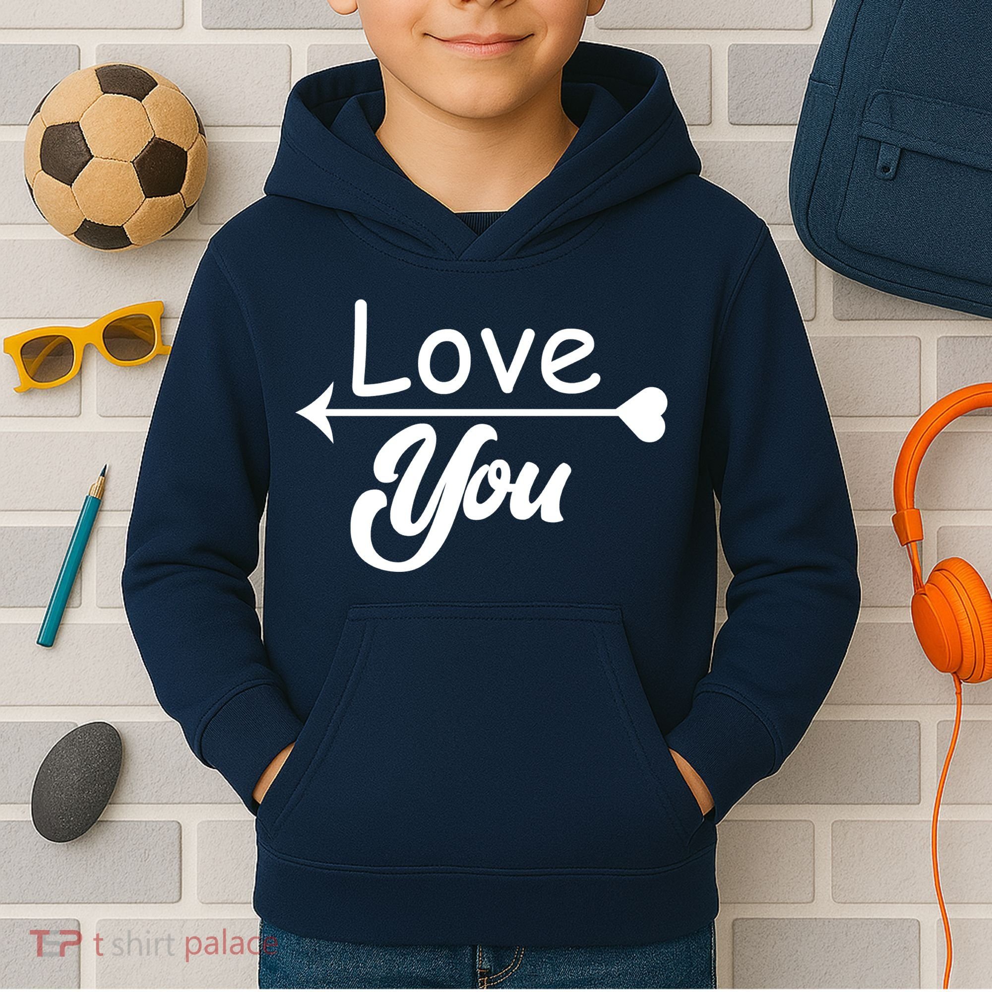 Love You Arrow Heart Kids Hoodie