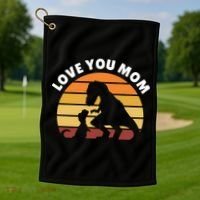 Love You Mom Dinosaur Golf Towel thumb 1