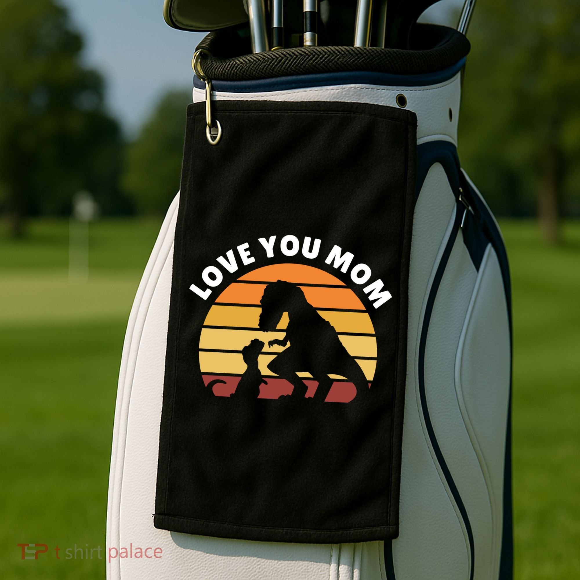 Love You Mom Dinosaur Golf Towel