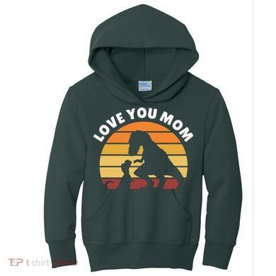 Love You Mom Dinosaur Kids Hoodie