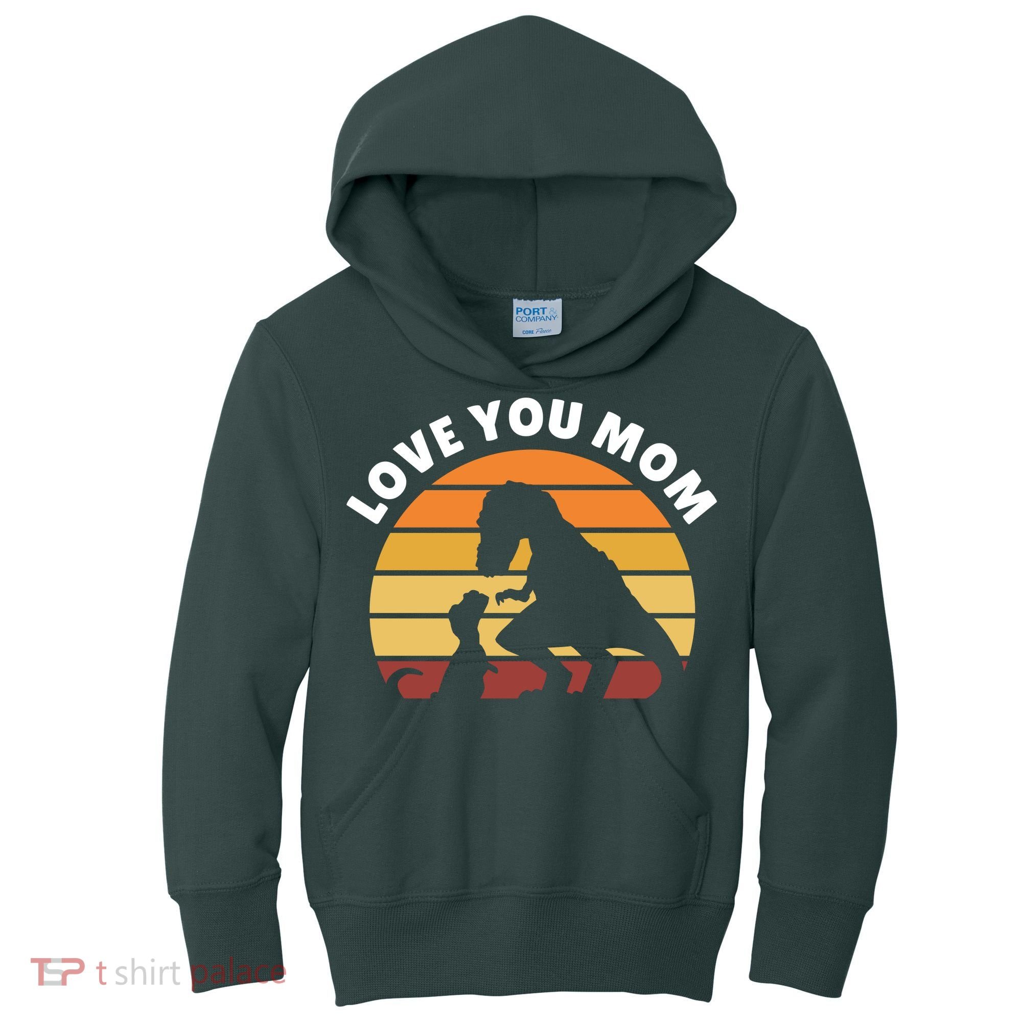Love You Mom Dinosaur Kids Hoodie