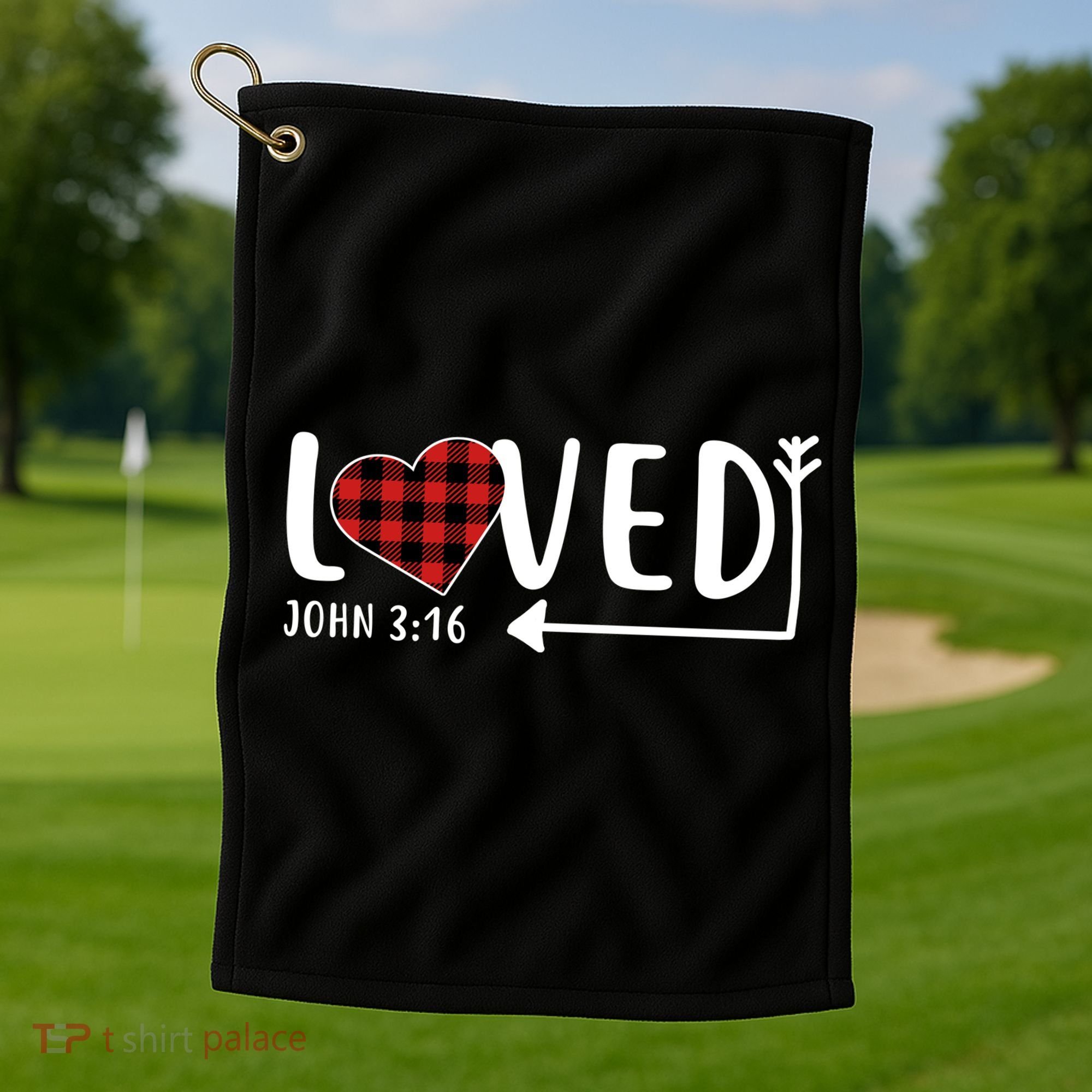 Loved Arrow Heart John 3:16 Golf Towel