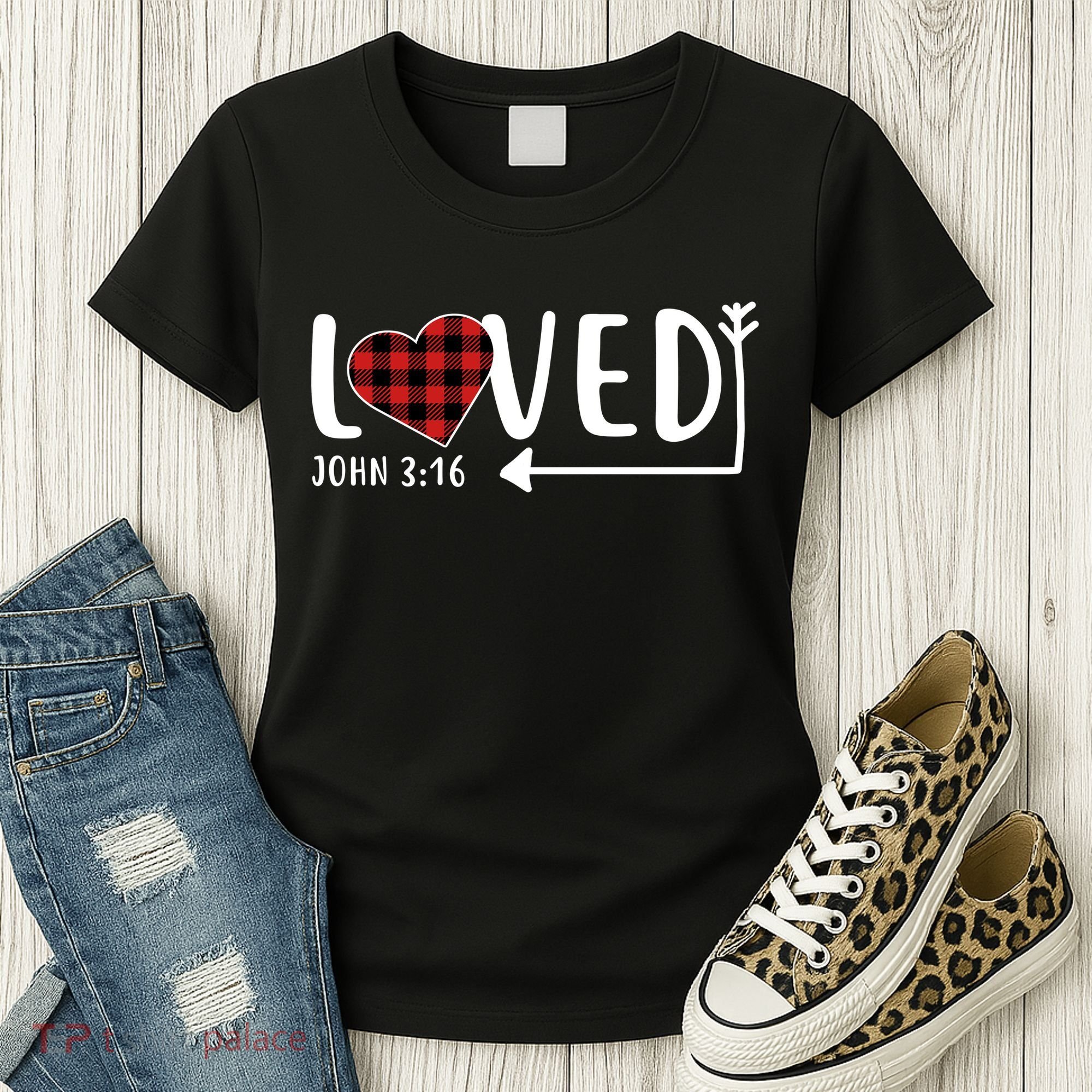 Loved Arrow Heart John 3:16 Women's T-Shirt