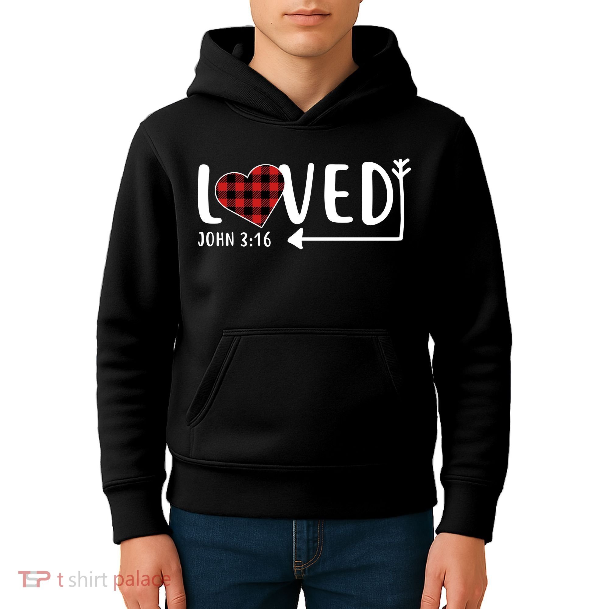 Loved Arrow Heart John 3:16 Kids Hoodie