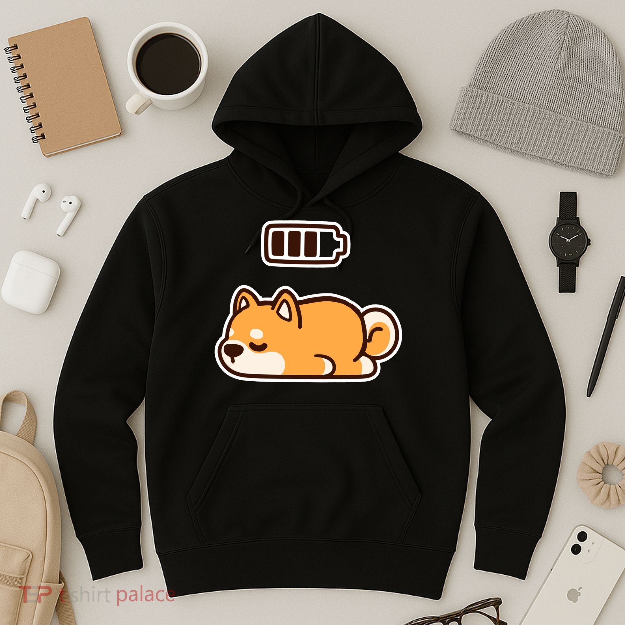 Low Battery Corgi Dog Hoodie