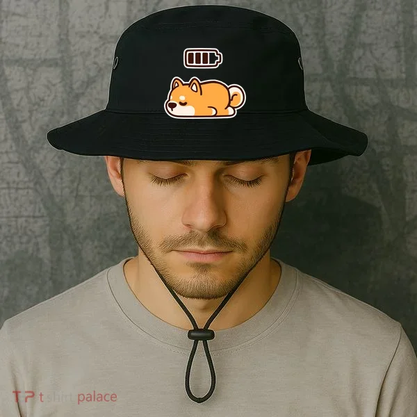 Low Battery Corgi Dog Bucket Hat