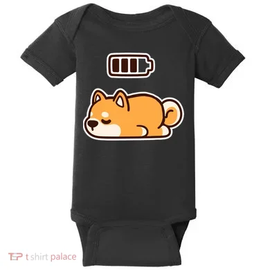 Low Battery Corgi Dog Baby Bodysuit