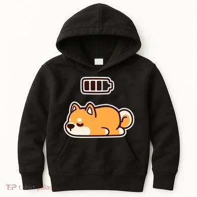 Low Battery Corgi Dog Kids Hoodie