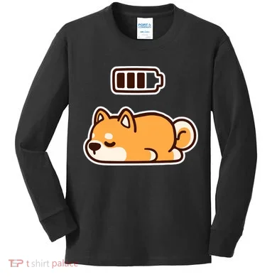 Low Battery Corgi Dog Kids Long Sleeve Shirt