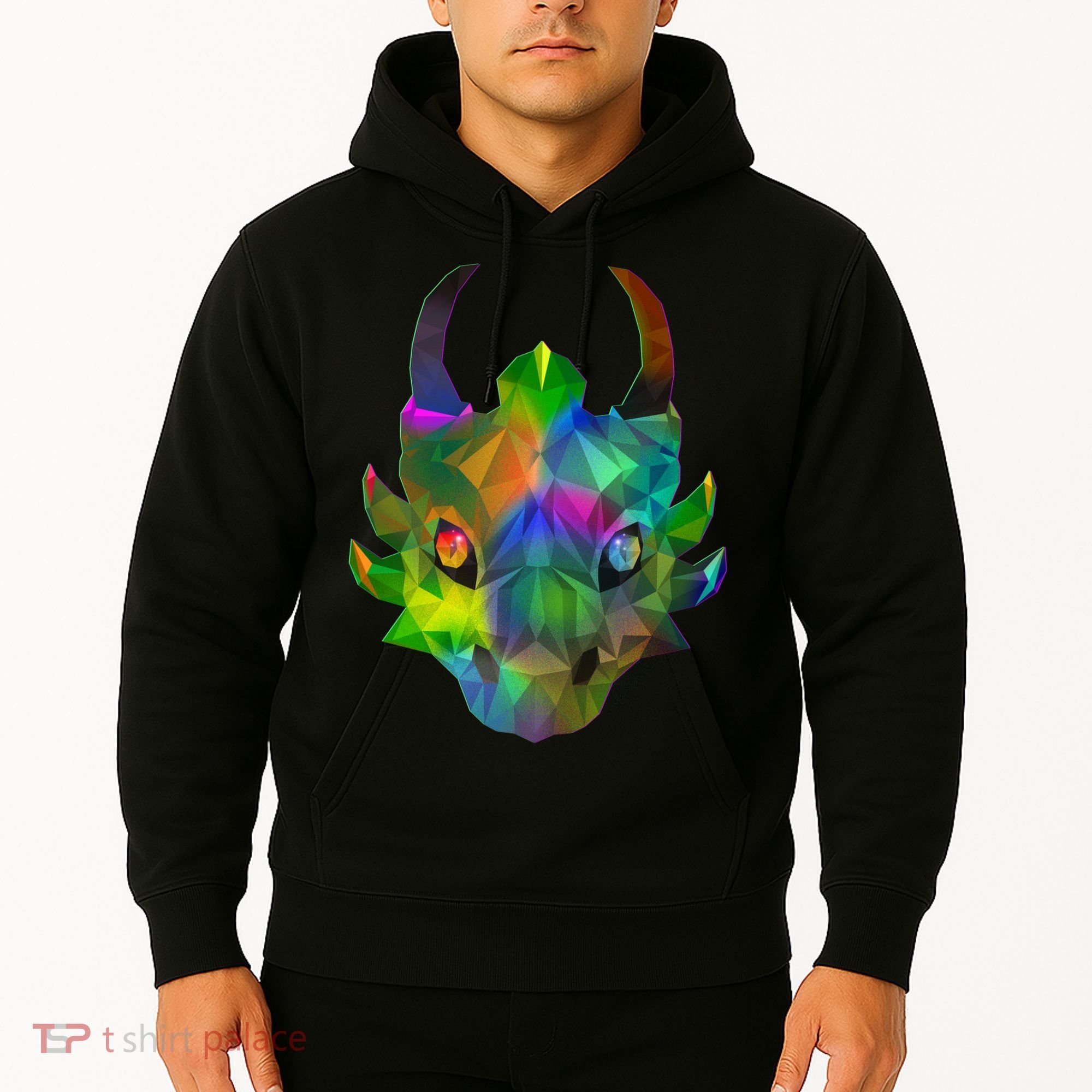 Low Poly Dragon Face Hoodie