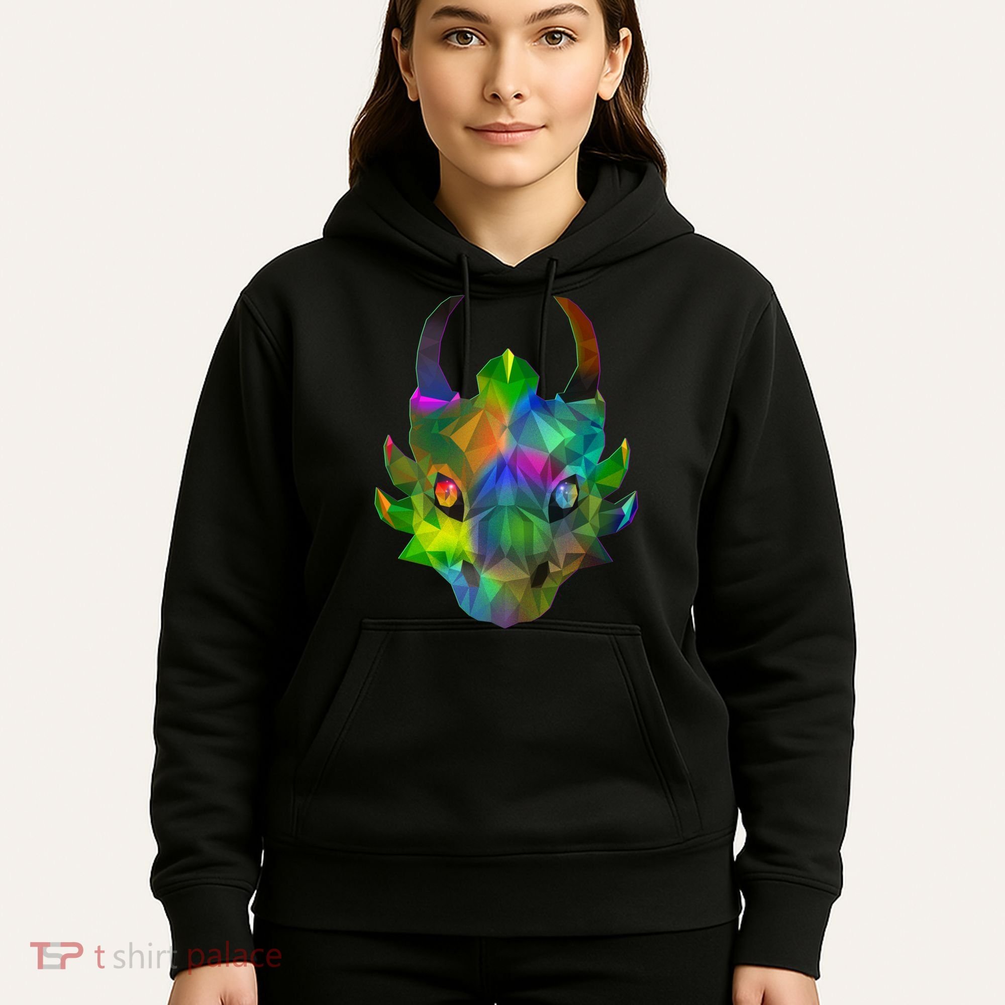 Low Poly Dragon Face Hoodie