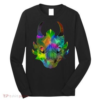 Low Poly Dragon Face Long Sleeve Shirt