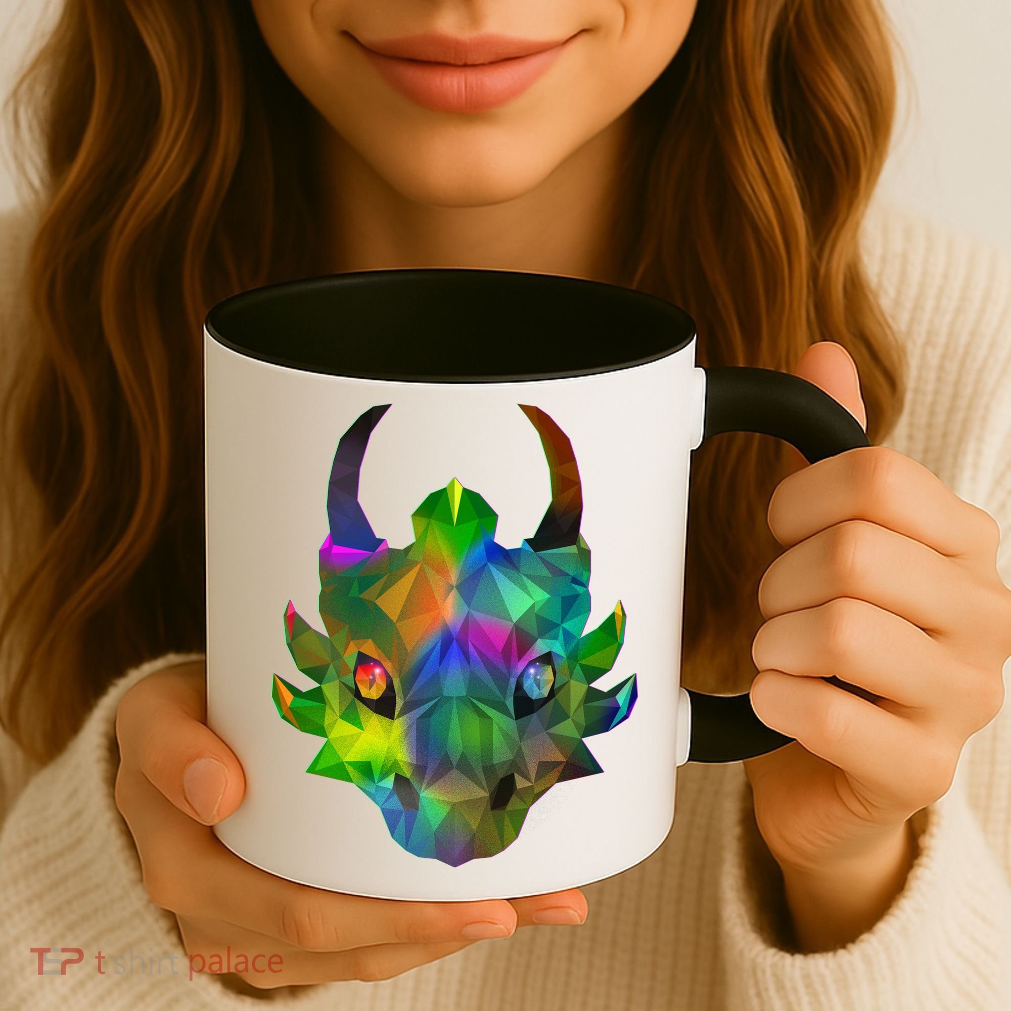 Low Poly Dragon Face Coffee Mug