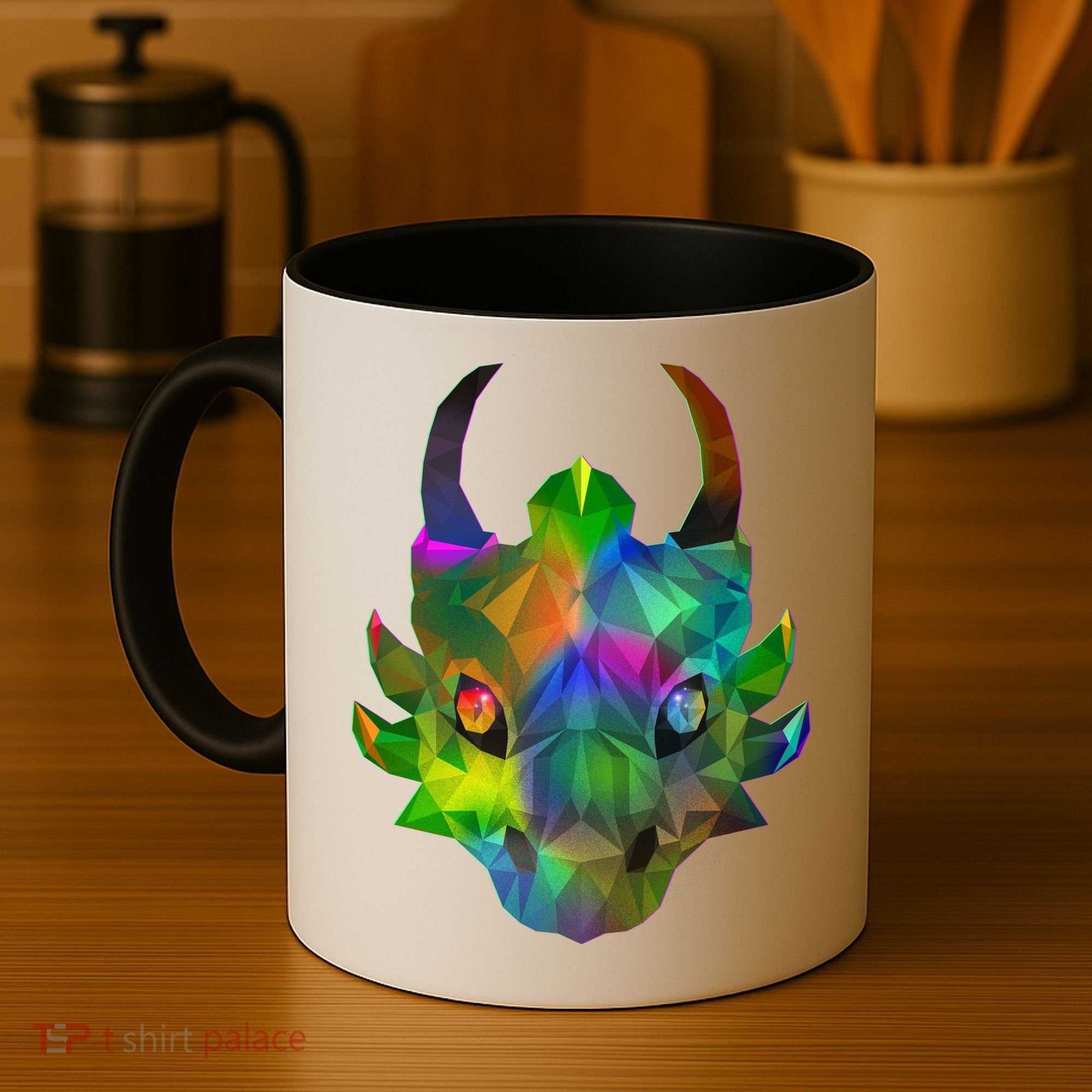 Low Poly Dragon Face Coffee Mug