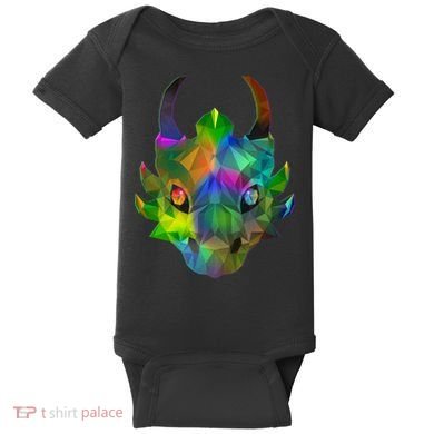 Low Poly Dragon Face Baby Bodysuit