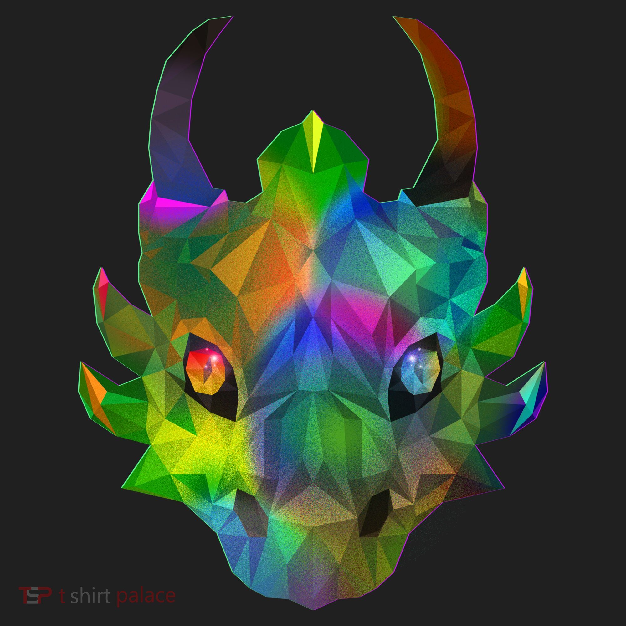 Low Poly Dragon Face Golf Towel