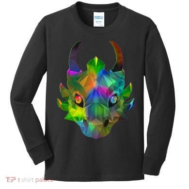 Low Poly Dragon Face Kids Long Sleeve Shirt