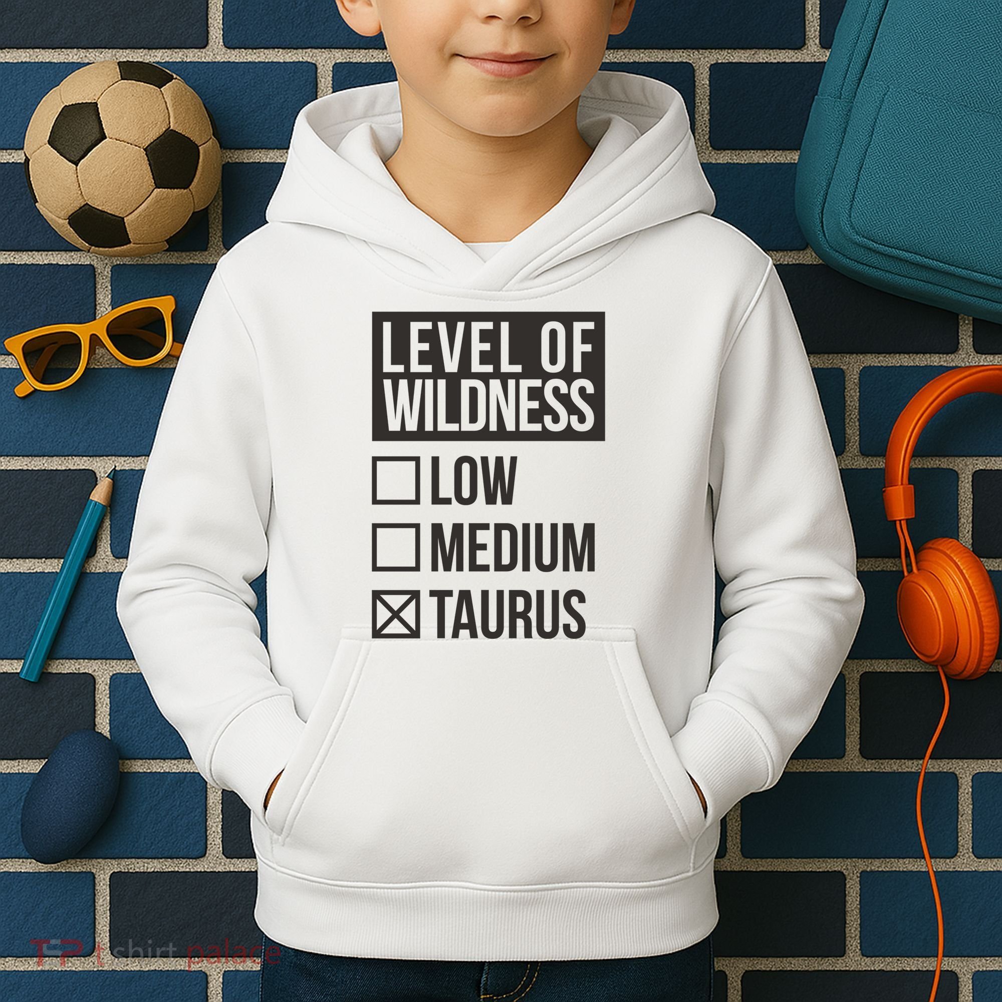 Level Of Wildness Taurus Kids Hoodie