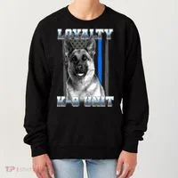 Loyalty K-9 Unit German Shepard Thin Blue Line Flag Women's Sweatshirt thumb 0