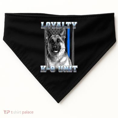 Loyalty K-9 Unit German Shepard Thin Blue Line Flag USA-Made Doggie Bandana