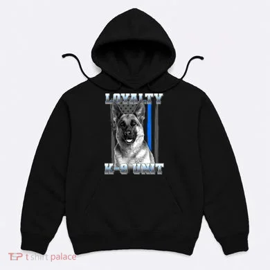 Loyalty K-9 Unit German Shepard Thin Blue Line Flag Hoodie