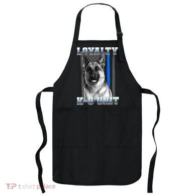 Loyalty K-9 Unit German Shepard Thin Blue Line Flag Apron