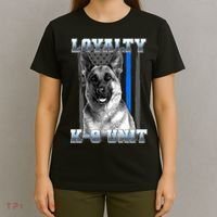 Loyalty K-9 Unit German Shepard Thin Blue Line Flag T-Shirt thumb 4