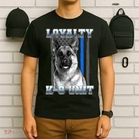 Loyalty K-9 Unit German Shepard Thin Blue Line Flag T-Shirt thumb 6