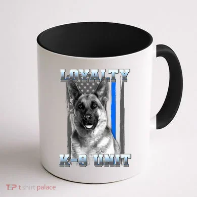 Loyalty K-9 Unit German Shepard Thin Blue Line Flag Coffee Mug back