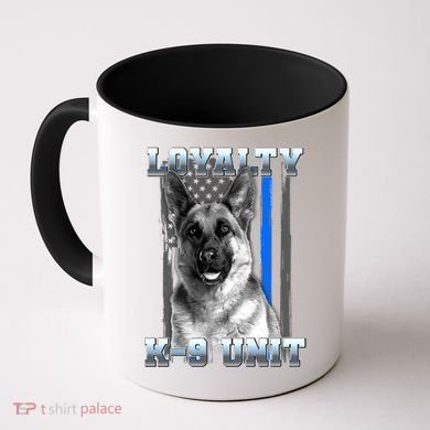 Loyalty K-9 Unit German Shepard Thin Blue Line Flag Coffee Mug