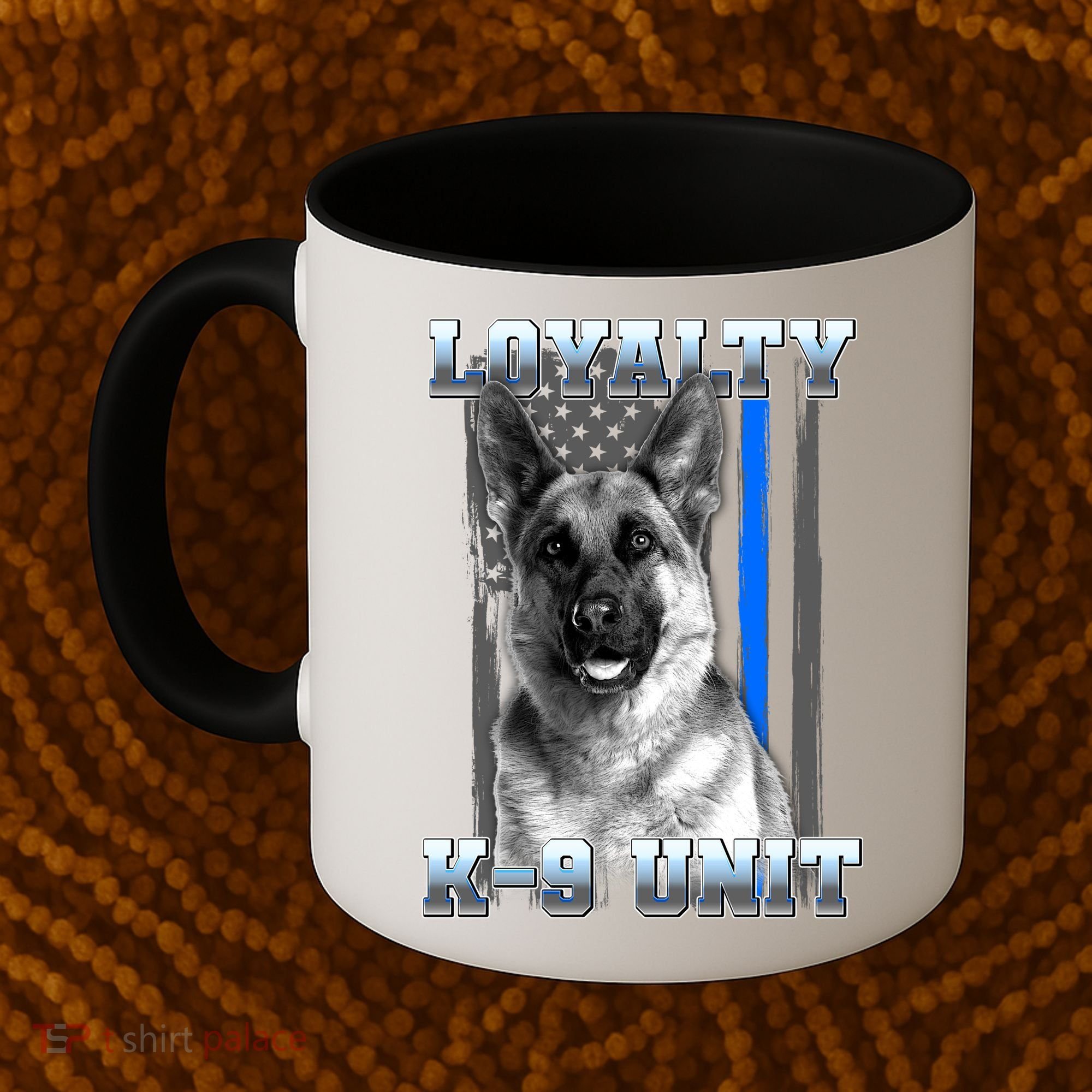 Loyalty K-9 Unit German Shepard Thin Blue Line Flag Coffee Mug