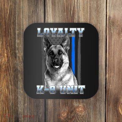 Loyalty K-9 Unit German Shepard Thin Blue Line Flag Coaster