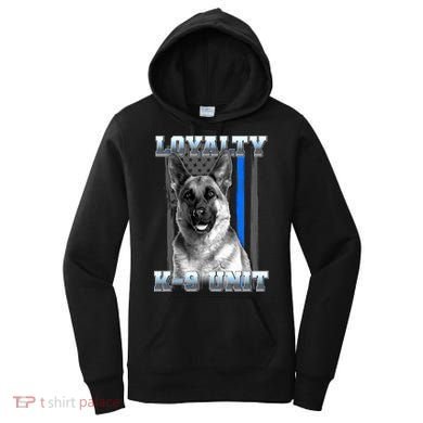 Loyalty K-9 Unit German Shepard Thin Blue Line Flag Women's Hoodie