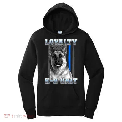 Loyalty K-9 Unit German Shepard Thin Blue Line Flag Women's Hoodie