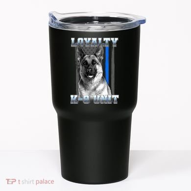 Loyalty K-9 Unit German Shepard Thin Blue Line Flag Tumbler