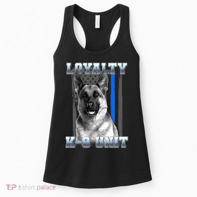 Loyalty K-9 Unit German Shepard Thin Blue Line Flag Women's Tank Top