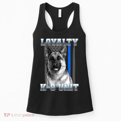 Loyalty K-9 Unit German Shepard Thin Blue Line Flag Women's Tank Top