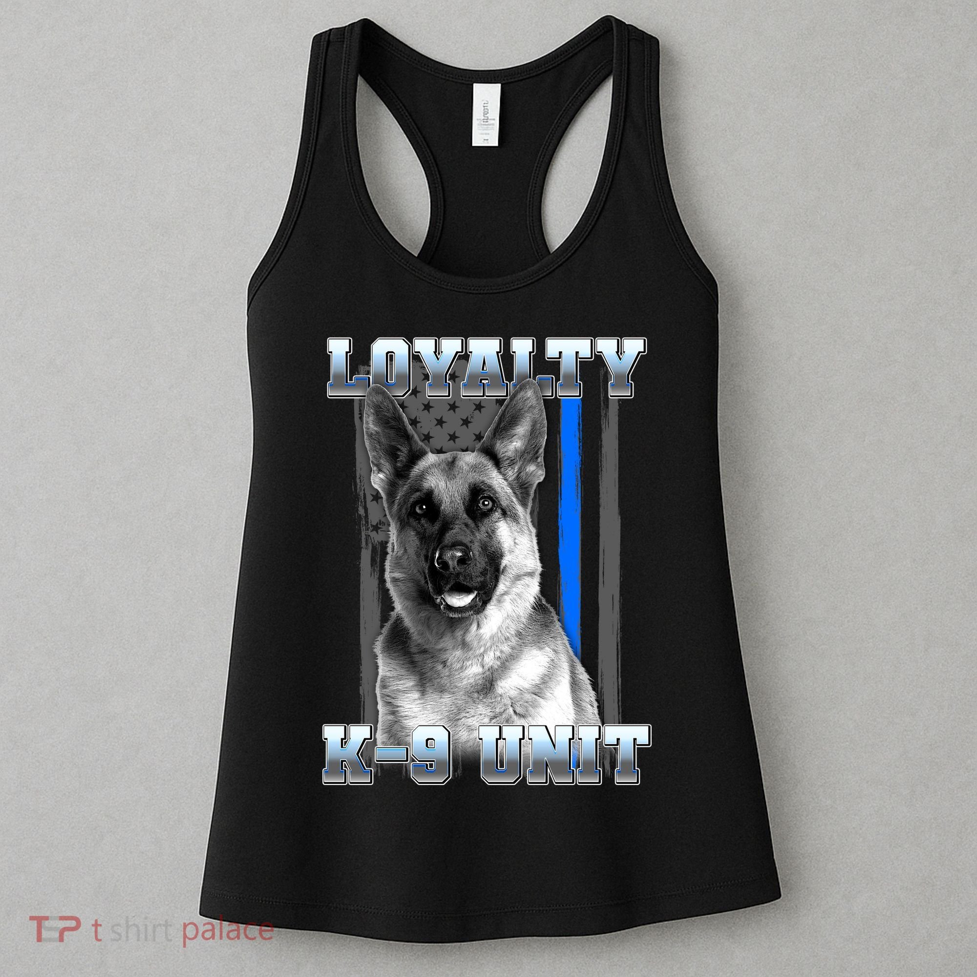 Loyalty K-9 Unit German Shepard Thin Blue Line Flag Women's Tank Top