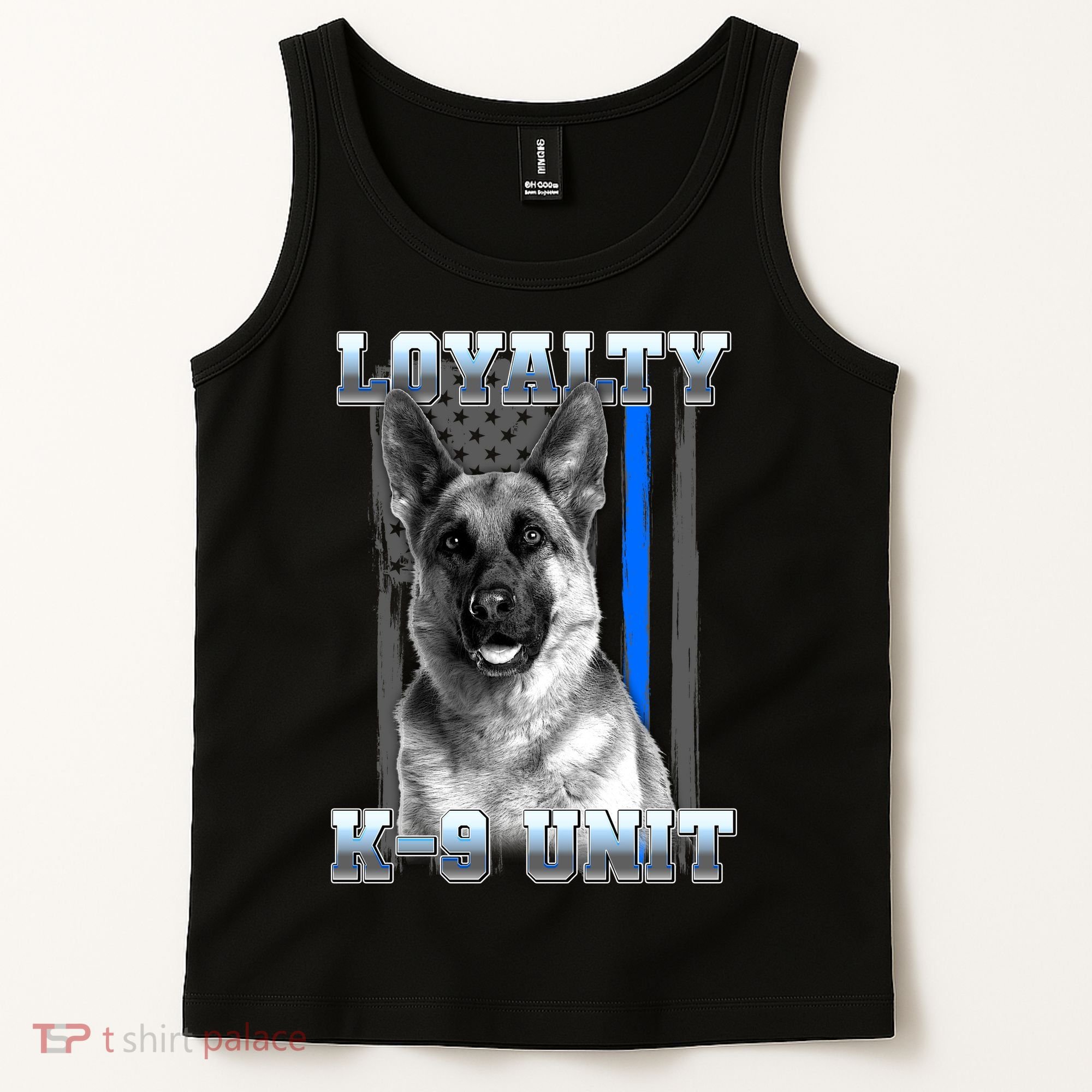 Loyalty K-9 Unit German Shepard Thin Blue Line Flag Tank Top