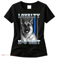 Loyalty K-9 Unit German Shepard Thin Blue Line Flag Women's T-Shirt thumb 0