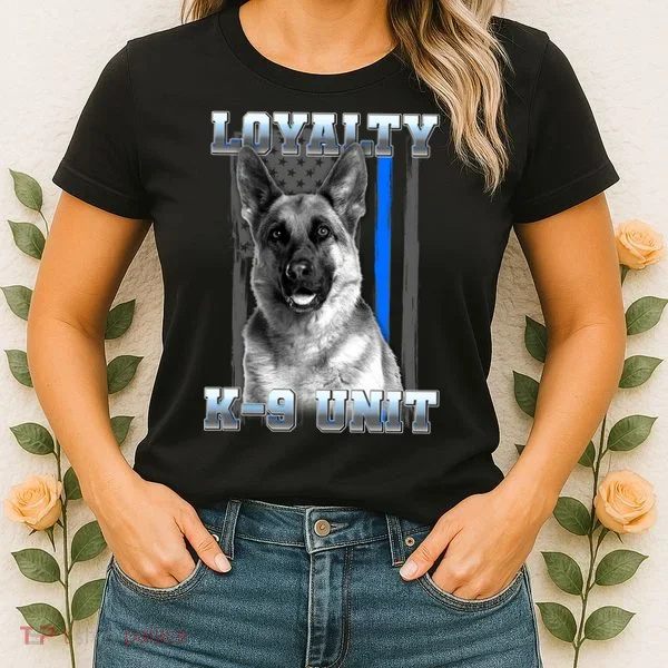 Loyalty K-9 Unit German Shepard Thin Blue Line Flag Women's T-Shirt