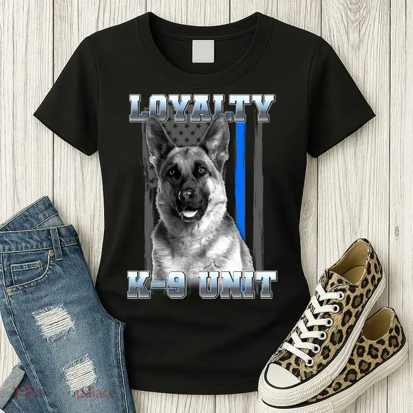 Loyalty K-9 Unit German Shepard Thin Blue Line Flag Women's T-Shirt
